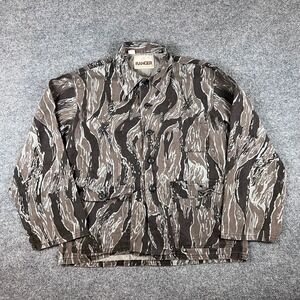 Vintage Ranger Tiger Stripe Camo Jacket Mens L Gray BDU Hunting Made in USA 70s